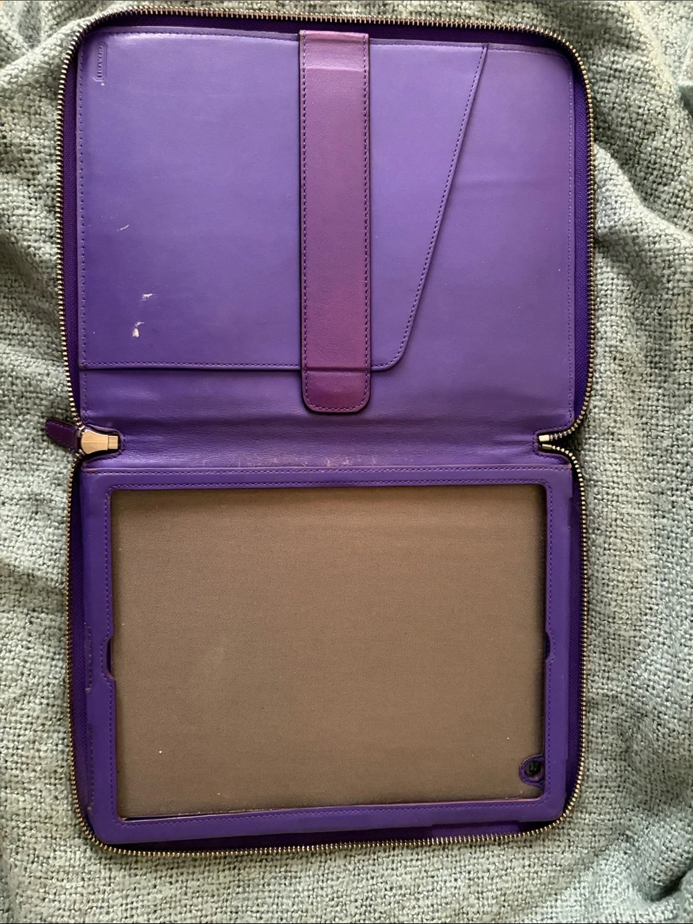 Coach Purple Leather Zip Tablet Folio